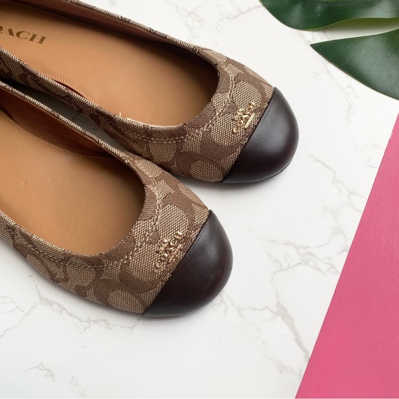 Coach Chelsea Monogram Jacquard Brown Flats 8 - Picture 5 of 6